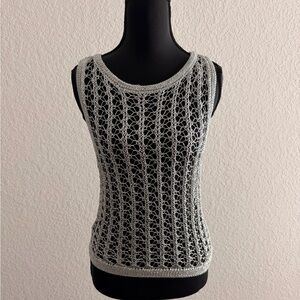 ZARA Silver Metallic Mesh Sleeveless Top | Y2K Glam Party Statement